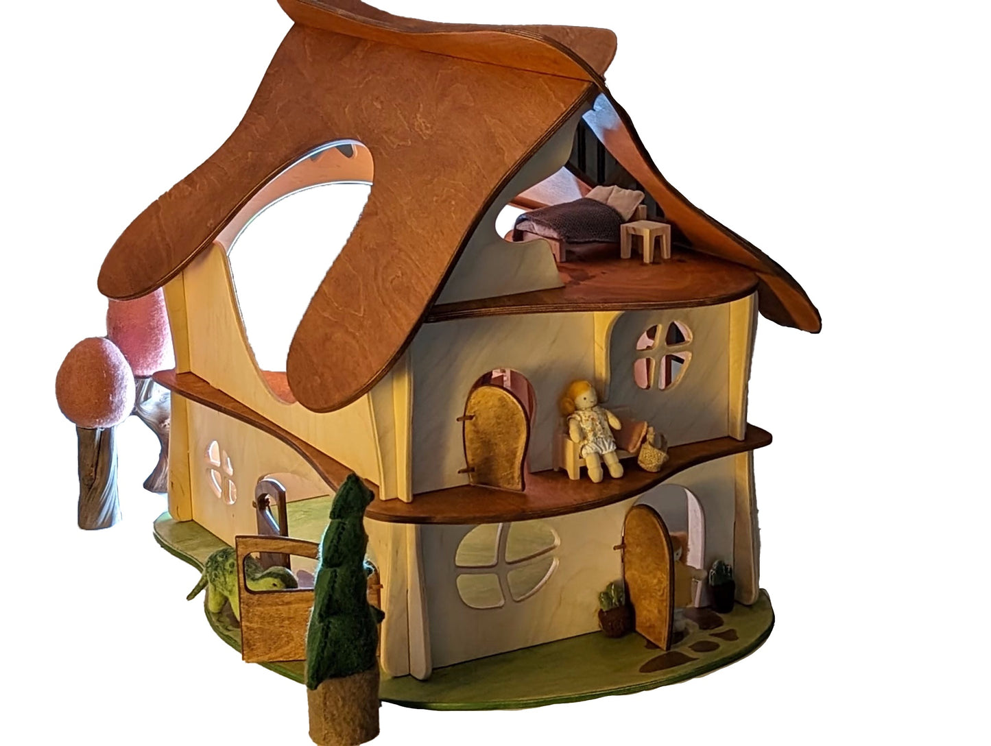 Montessori Toy Wooden Dollhouse Large Size by Twig Studio - Perfect for Imaginative Play!