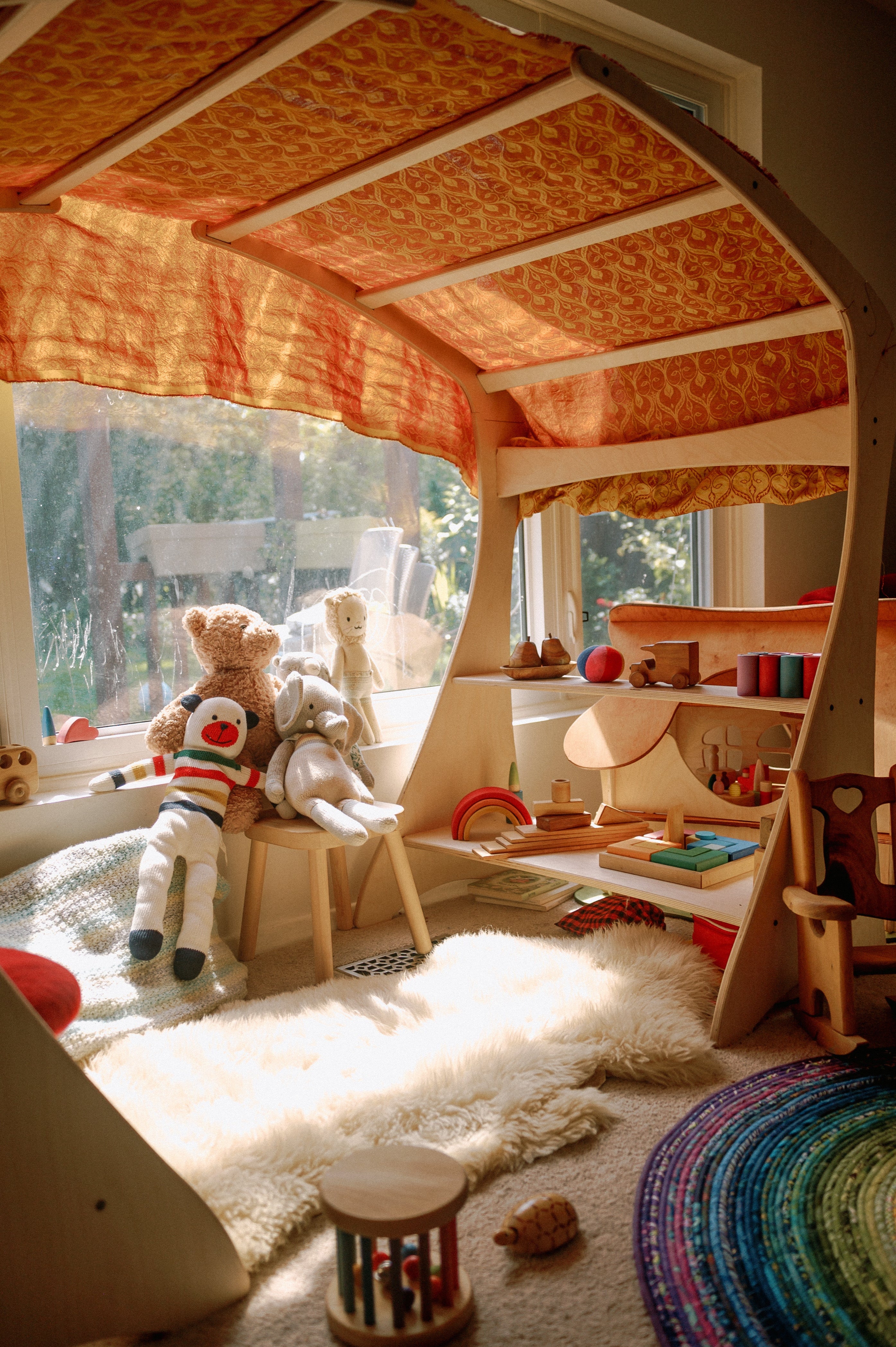 Sustainable wooden playhouse for imaginative play